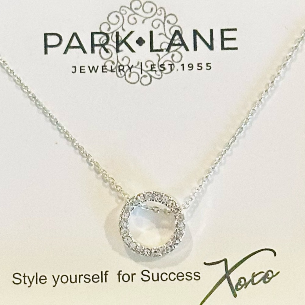 Park Lane Roo Silver Crystal Circle Pendant Necklace